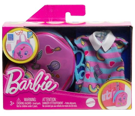 BARBIE FASHION ACCESSORIES - SCHOOL DRESS AND BAG WITH 5 SURPRISES Hot on Sale