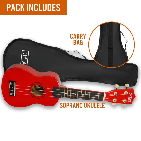 3RD AVENUE SOPRANO UKULELE - RED Cheap