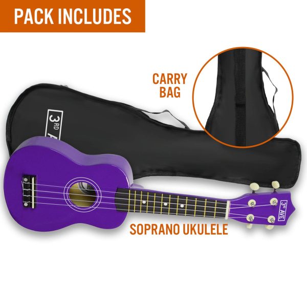 3RD AVENUE SOPRANO UKULELE -PURPLE Online Hot Sale