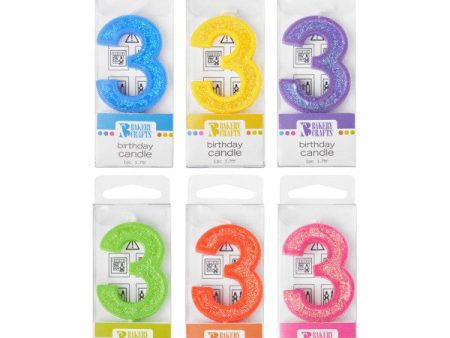 3 Mini Glitter Numeral Candle on Sale