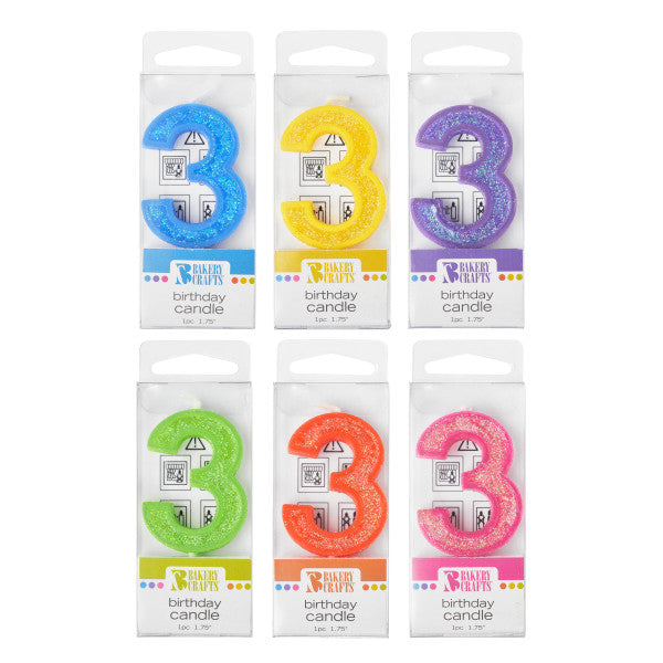 3 Mini Glitter Numeral Candle on Sale