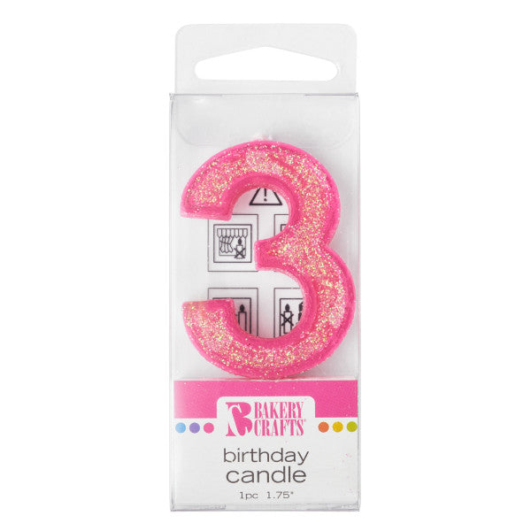 3 Mini Glitter Numeral Candle on Sale